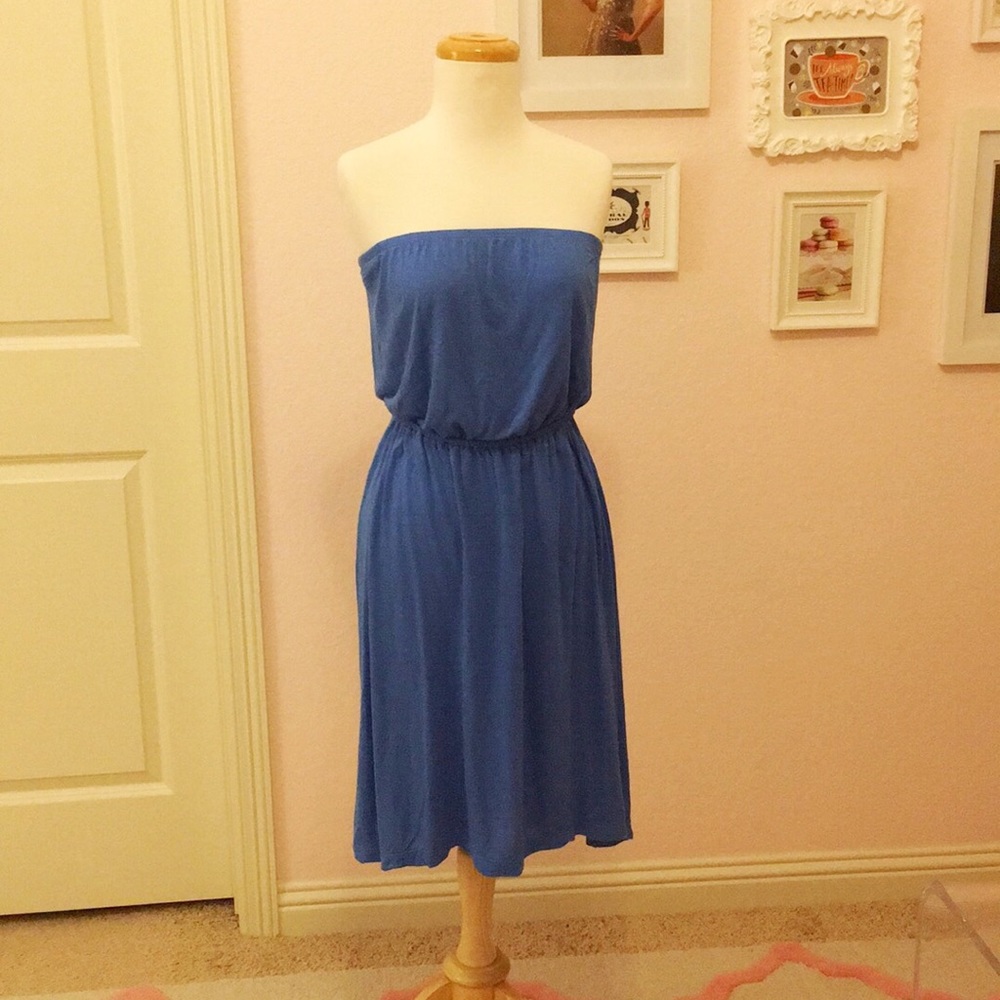 Royal blue strapless dress